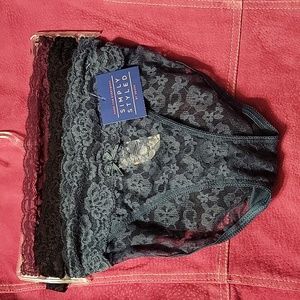 3 Pack Simply Styled Small Lace Panties Bikini Green Black Purple New